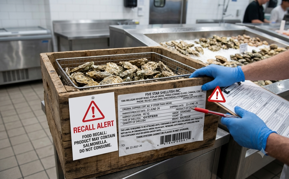 Malpeque oysters, Conway Pearls oysters, Blackberry oysters, Gooseberry oysters recall