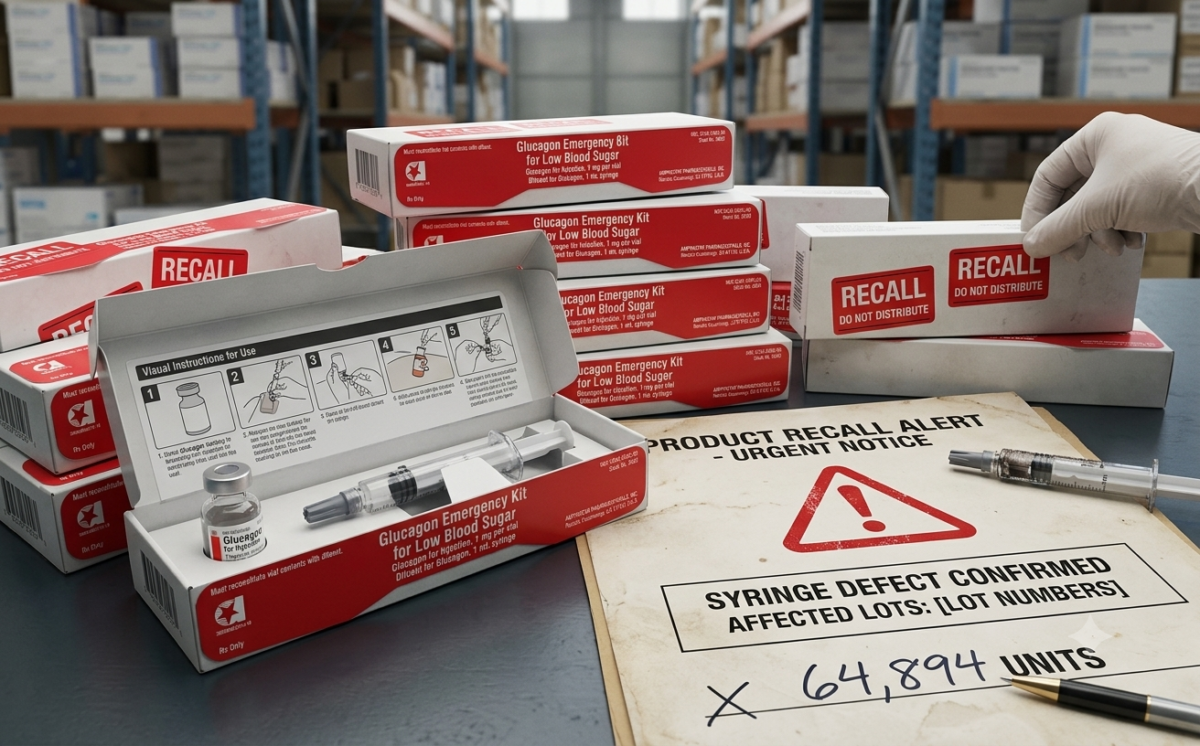 Glucagon Emergency Kit for Low Blood Sugar, Glucagon for Injection USP, 1mg per vial recall