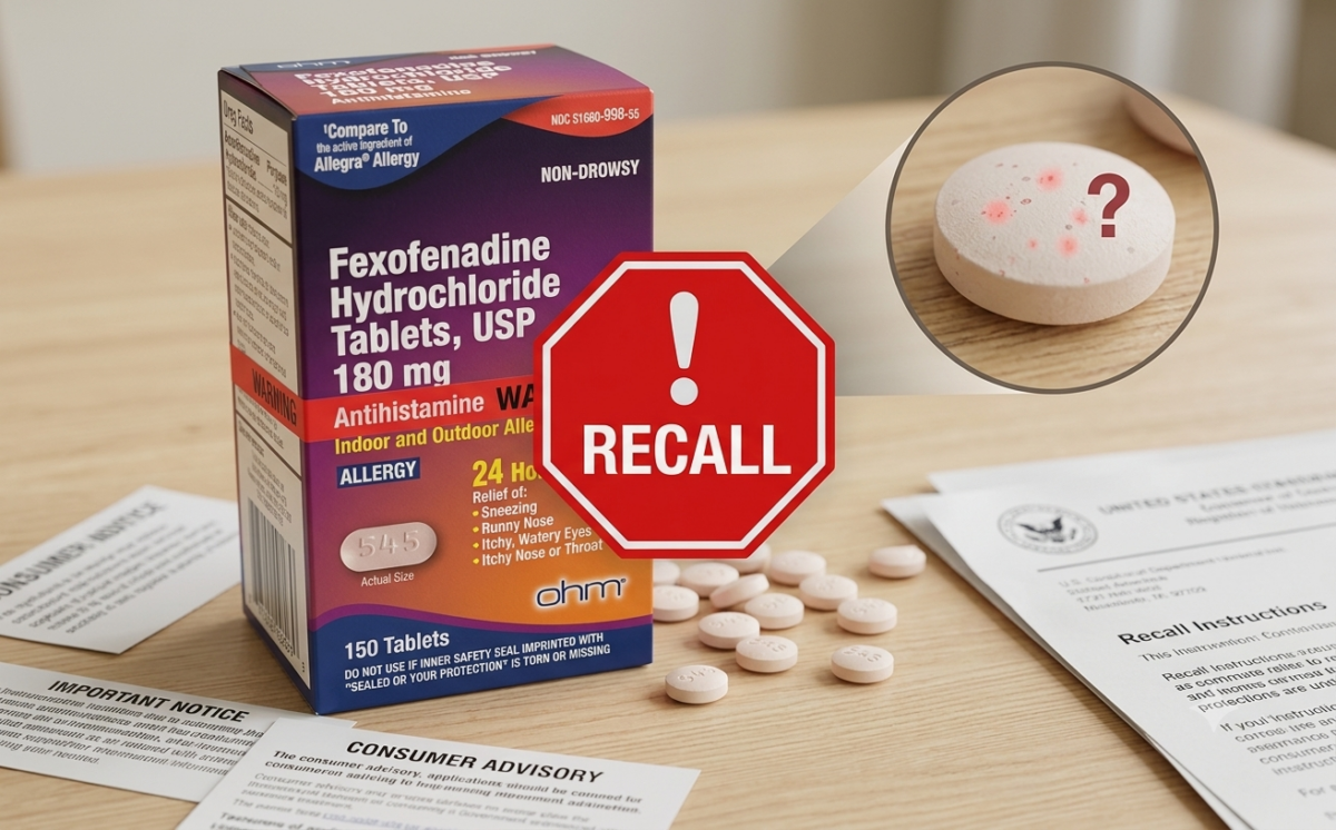 Fexofenadine Hydrochloride Tablets, USP 180 mg recall