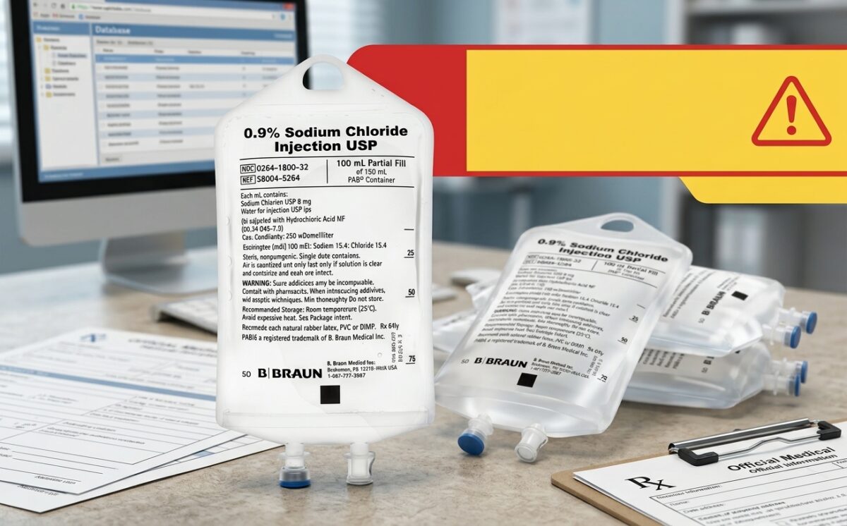 0.9% Sodium Chloride Injection USP, 100 mL, in a 150 mL PAB Container recall