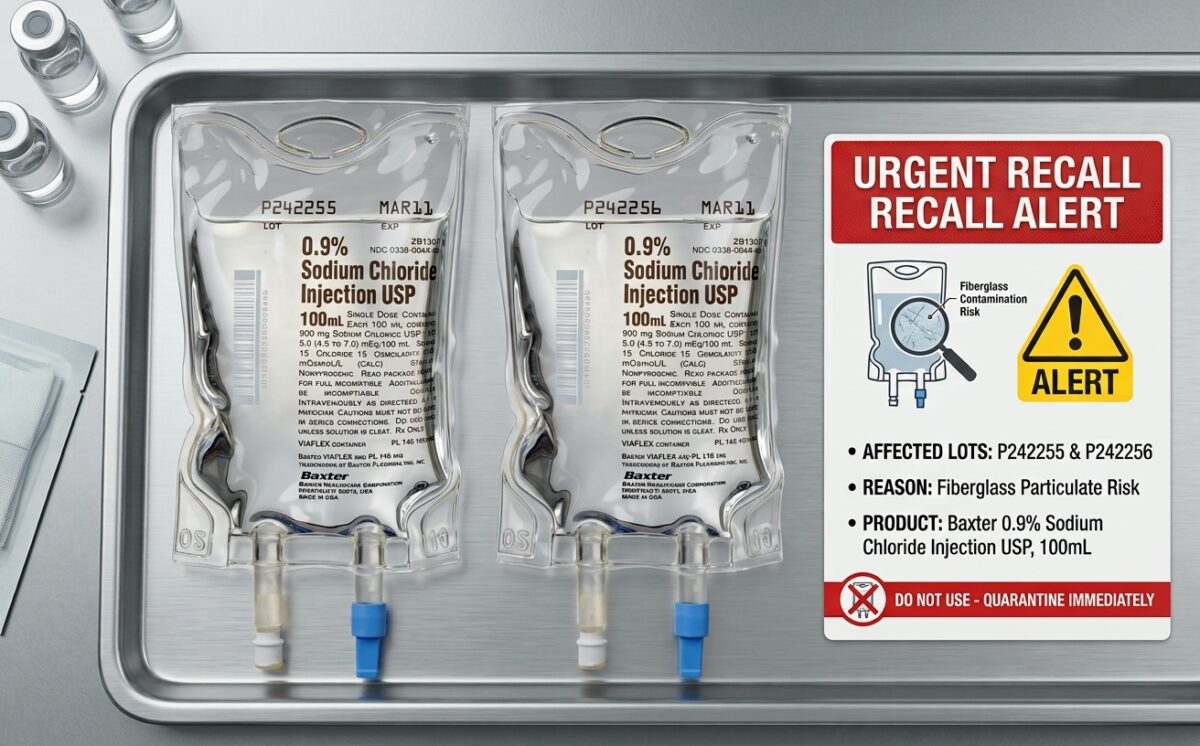 0.9% Sodium Chloride Injection, USP, 500 mL VIAFLEX Plastic Container recall