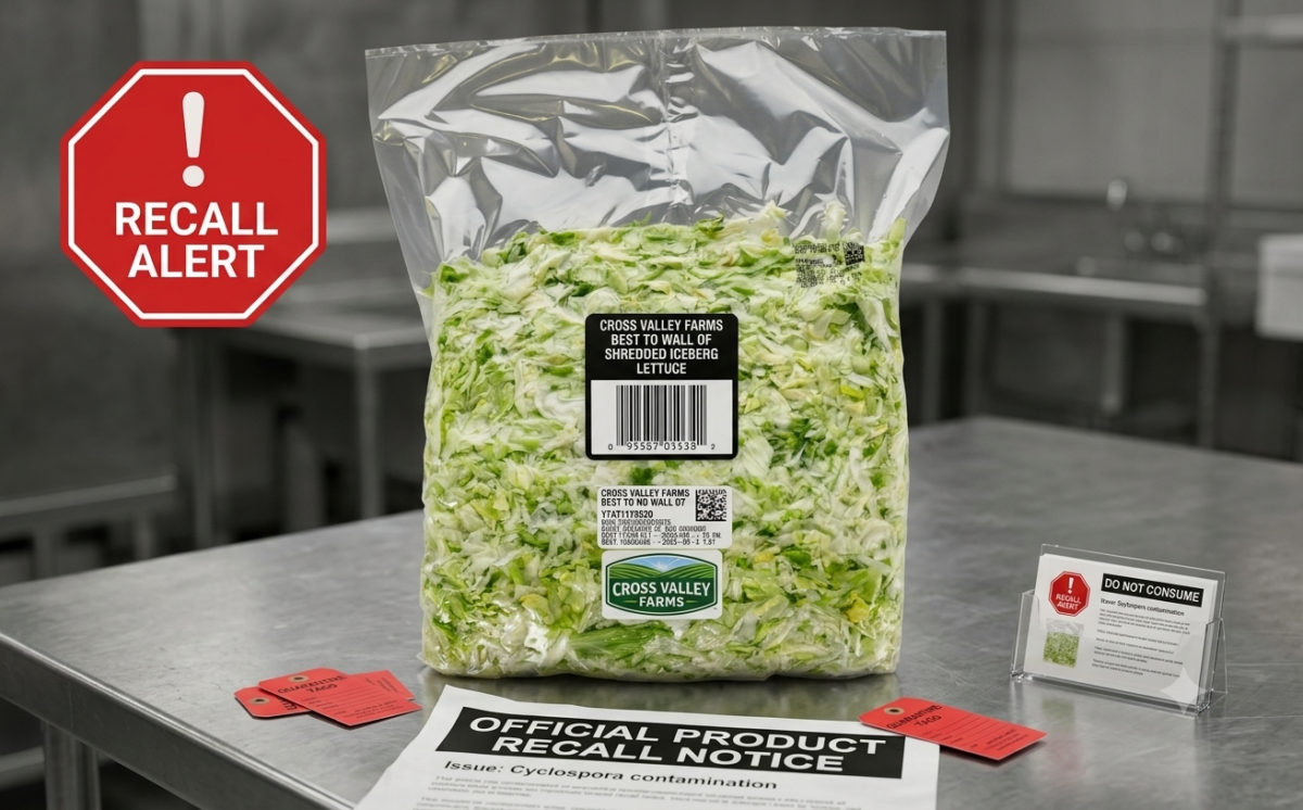 Cross Valley Farms LETTUCE CHOP 4/5#, LETTUCE SHRED 1/4 inch 4/5#, LETTUCE SHRED 1/8 inch 4/5# recall