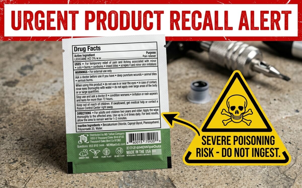 MD Wipe Outz Numbing Tattoo Wipes recall