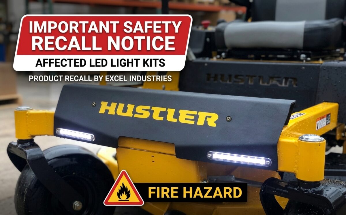Accessory LED Light Kits used with certain ride-on mowers recall