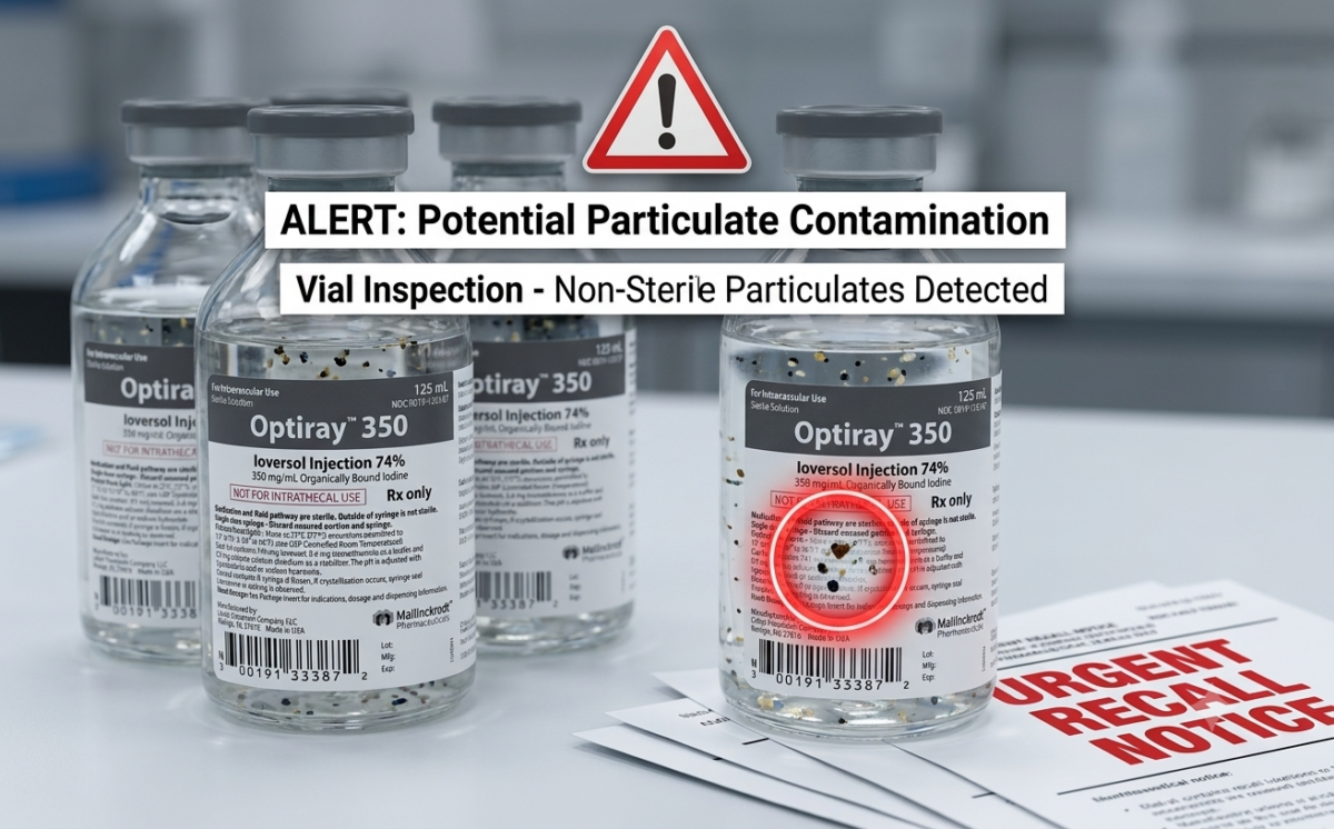 OPTIRAY Imaging Bulk Package (IBP) 350, 500mL in vial (Ioversol Injection 74% 350 mg iodine/ml) recall