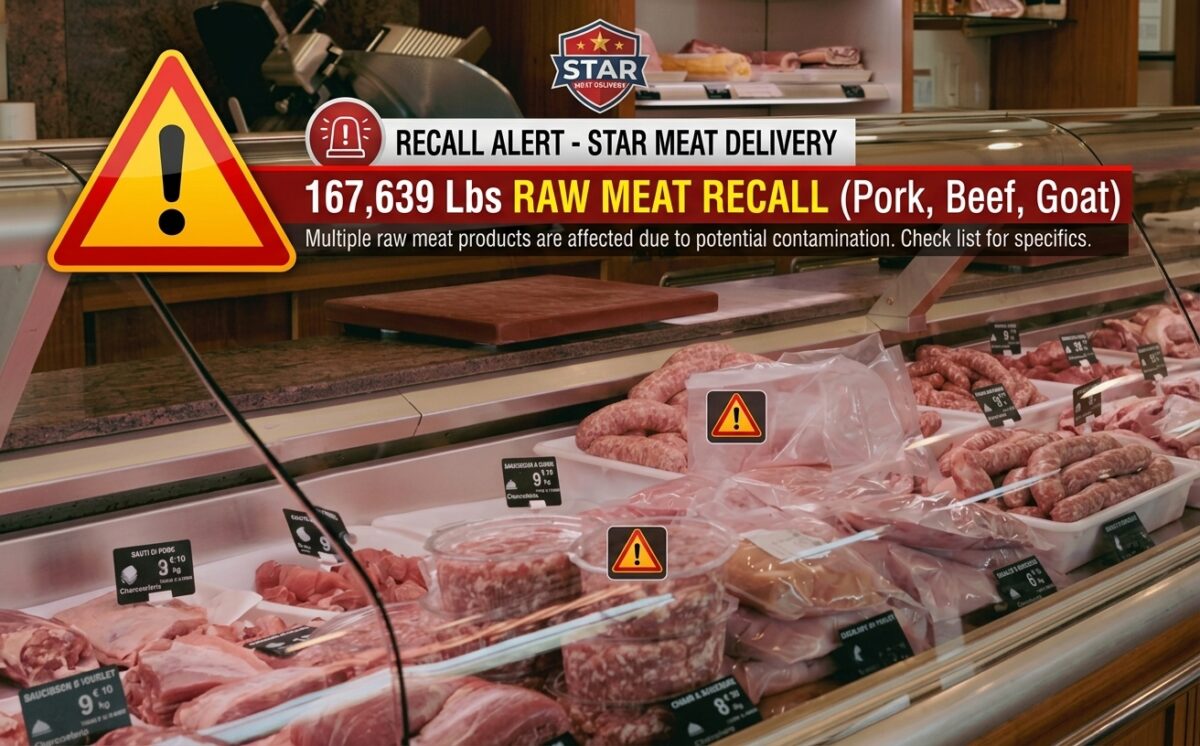 Raw pork, beef, and goat products produced without inspection (A&D Foods label, false mark EST. 1363) recall
