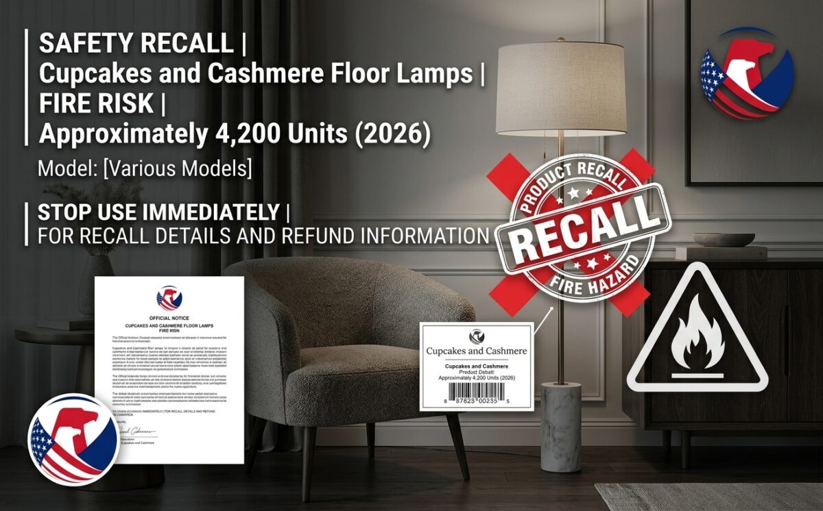 Designs Direct Cupcakes and Cashmere Brand Three-Light Floor Lamps (Models 7927-OZ and 7927-OZ1) recall