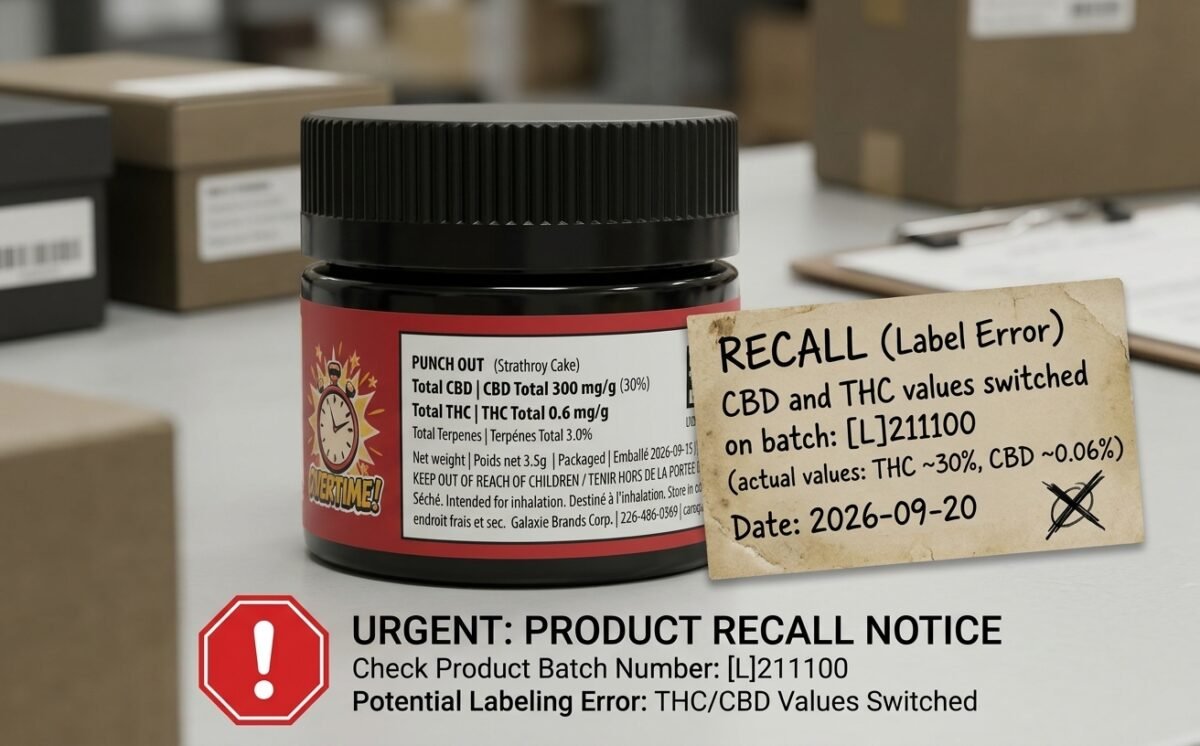 OVERTIME Punch Out dried cannabis flower recall