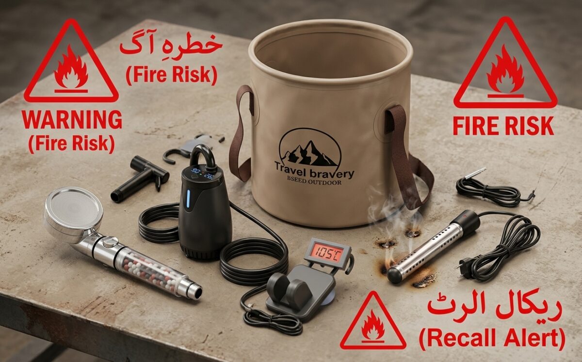 Portable Camping Showers with bucket and immersion heater recall