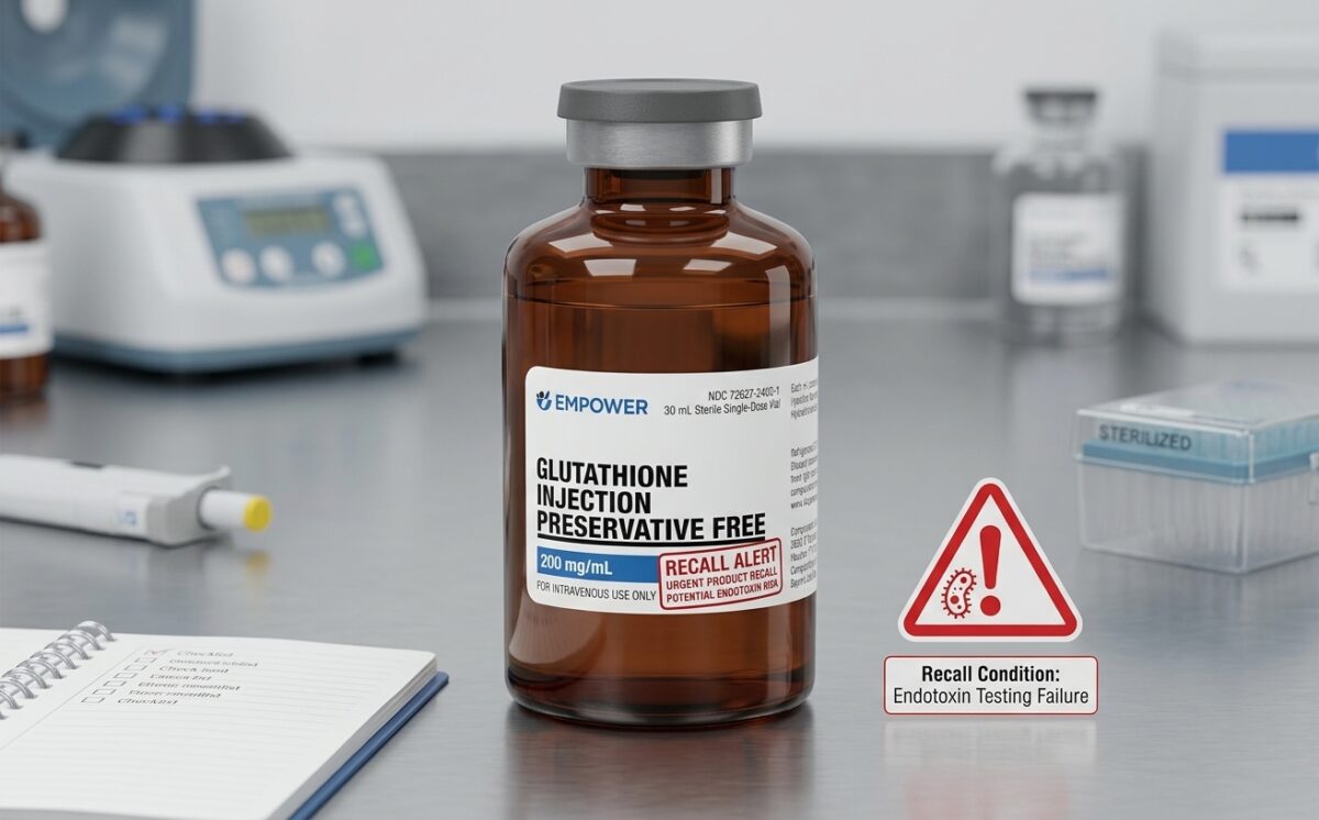Glutathione Injection 200 mg/mL, 10 mL multidose vial (compounded) recall