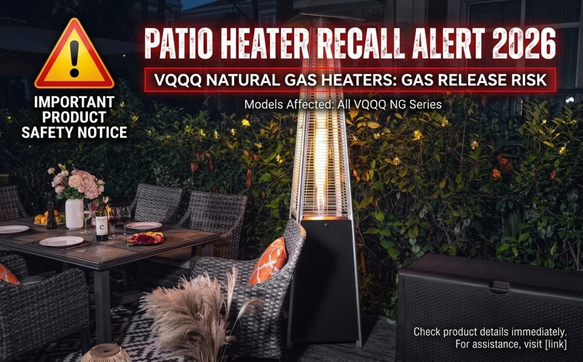 VQQQ Natural Gas Patio Heaters (models VQQQ-A1 and VQQQ-001) recall